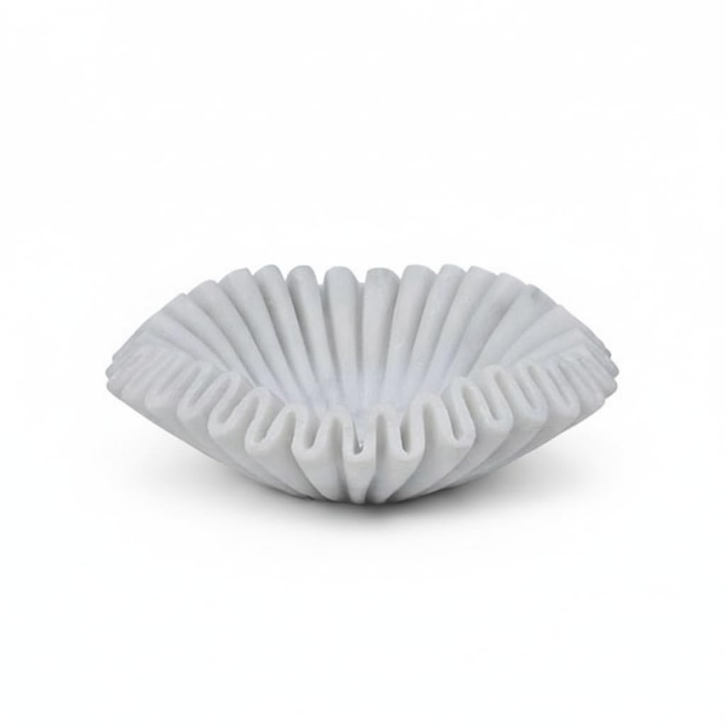 White Marble Ruffle Bowl