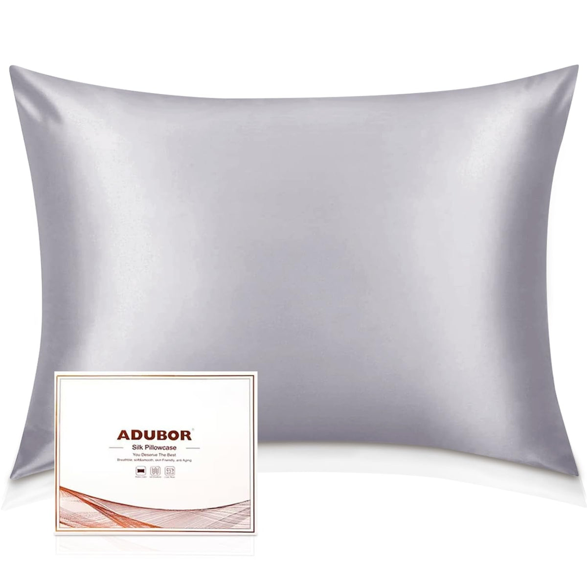 Silver Gray Silk Pillowcase