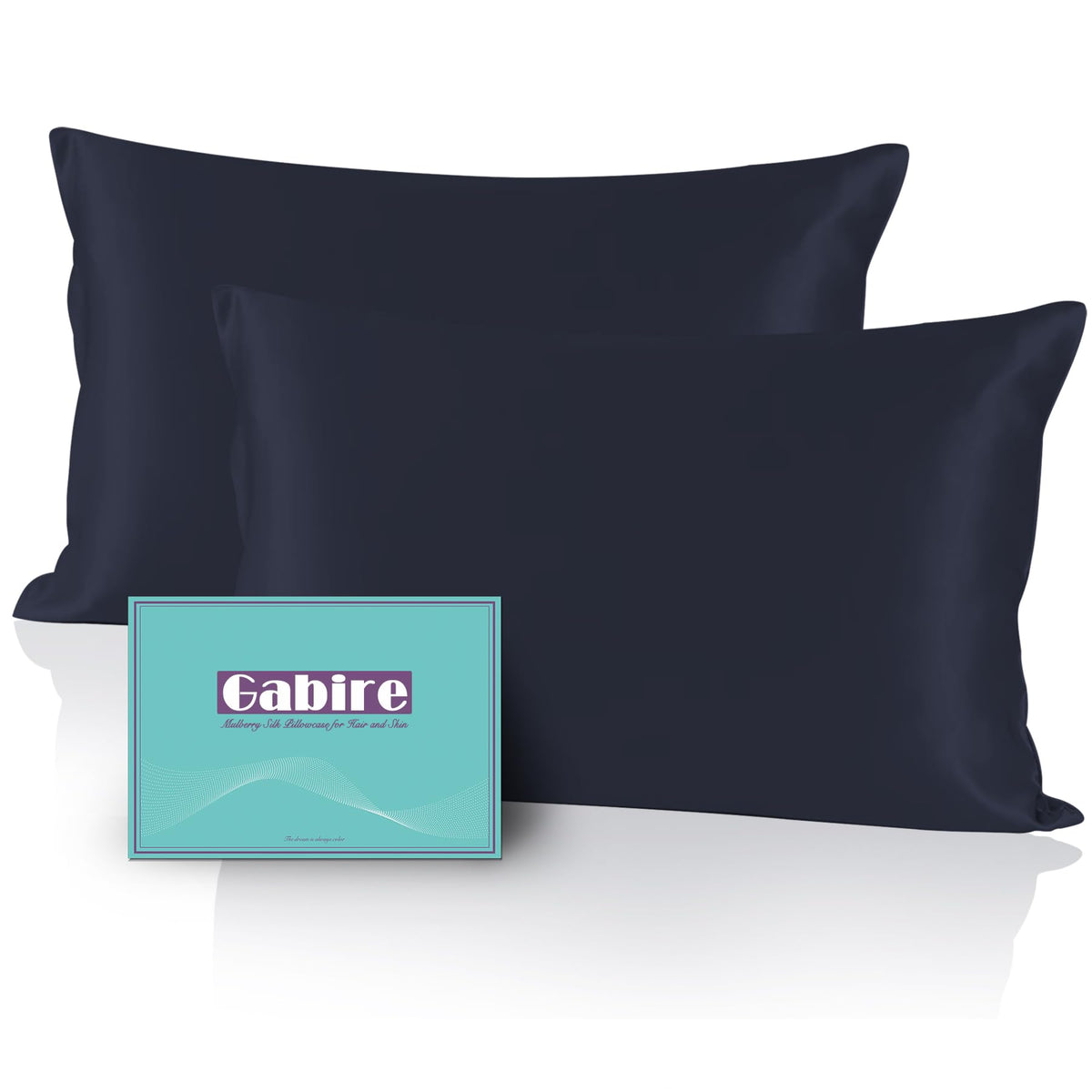 Navy Blue Silk Pillowcases (Set of 2)