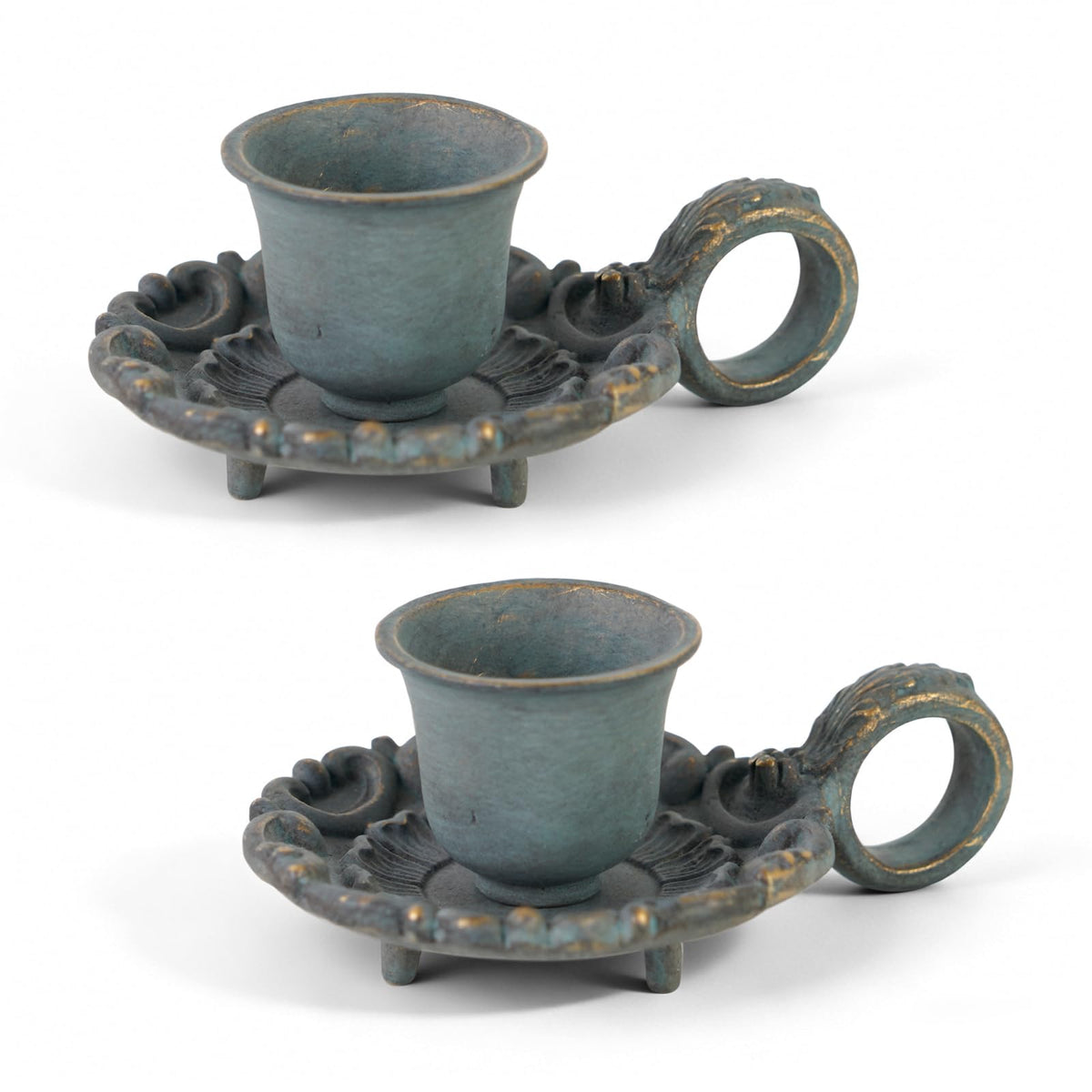 Blue Taper Candle Holders (Set of 2)