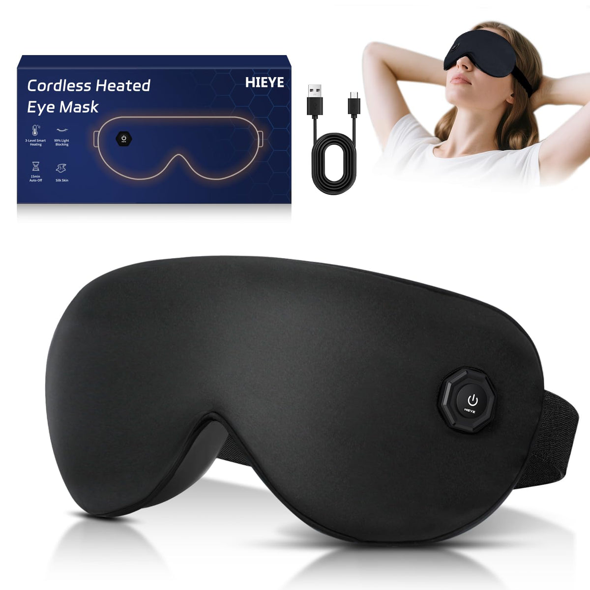Black Heated Eye Mask