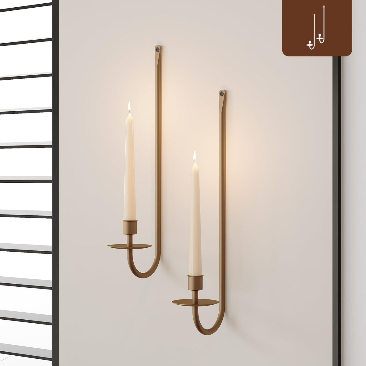 Brass Wall Candle Sconces (Set of 2)