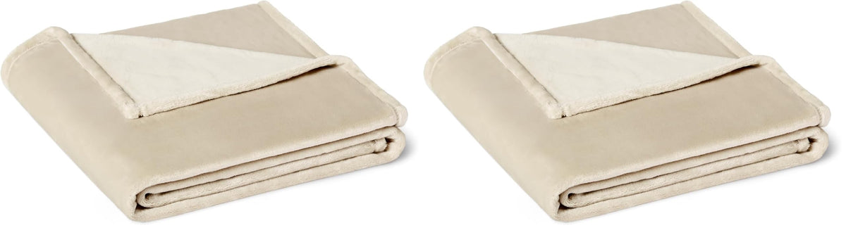 Beige Fleece Throw (Set of 2)