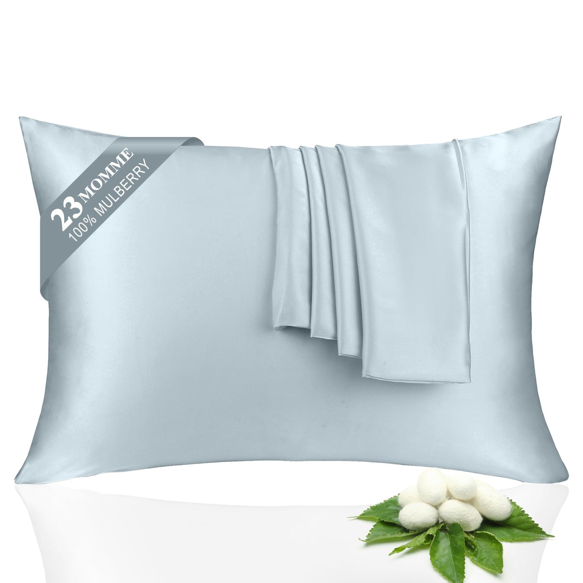 Ash Blue Silk Pillowcases (Set of 2)