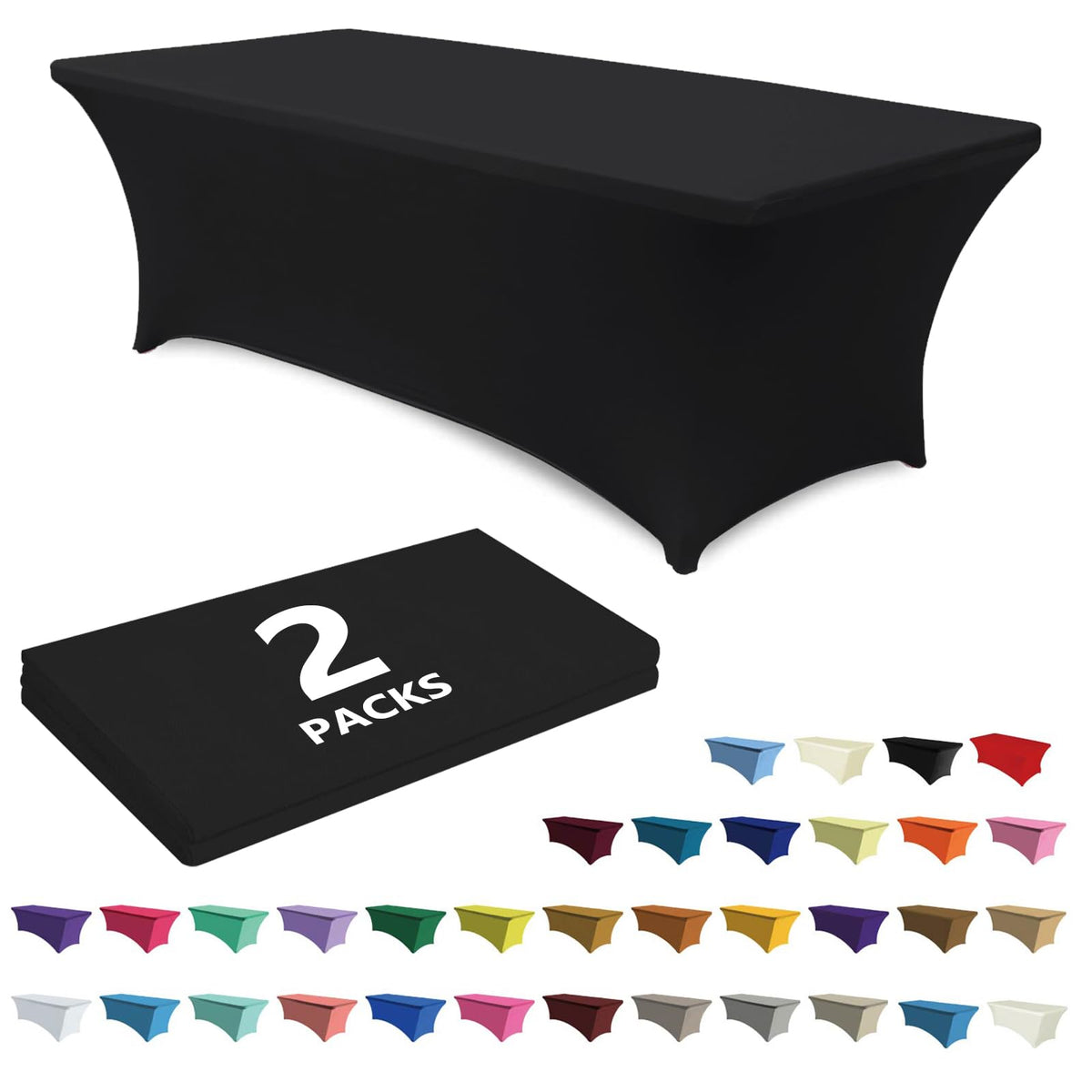 Black Stretch Table Covers (Set of 2)