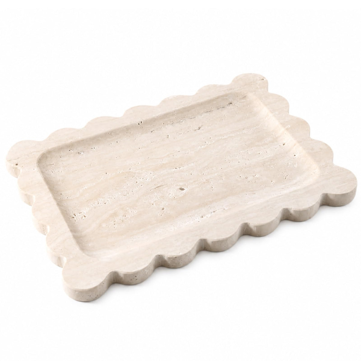 Travertine Scalloped Vanity Tray