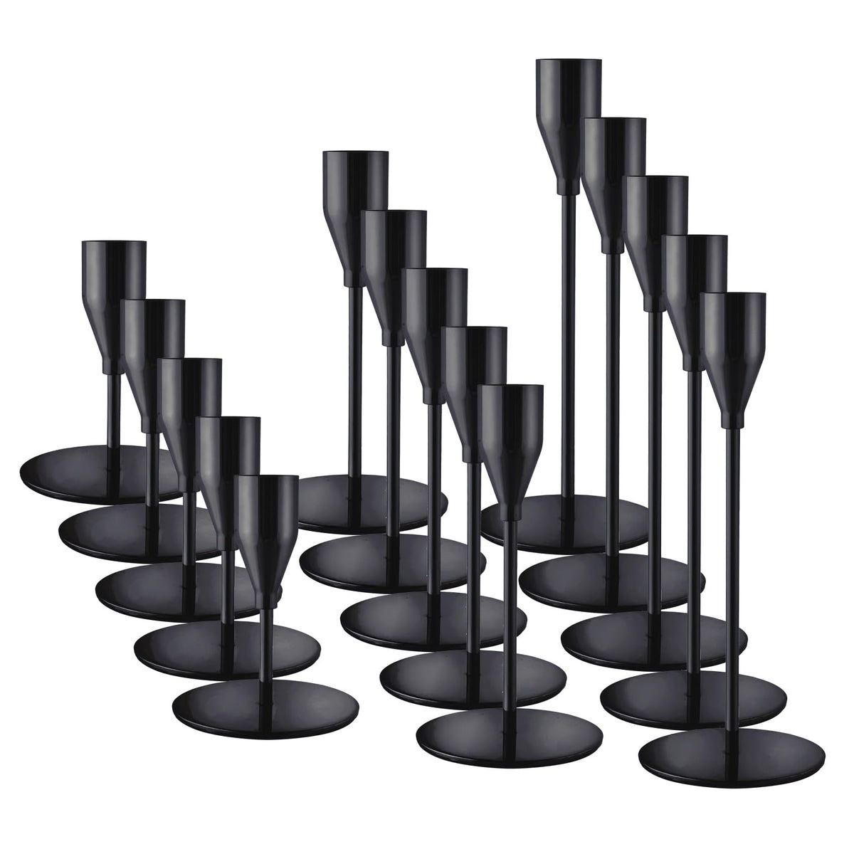 Black Candlestick Holders (Set of 15)