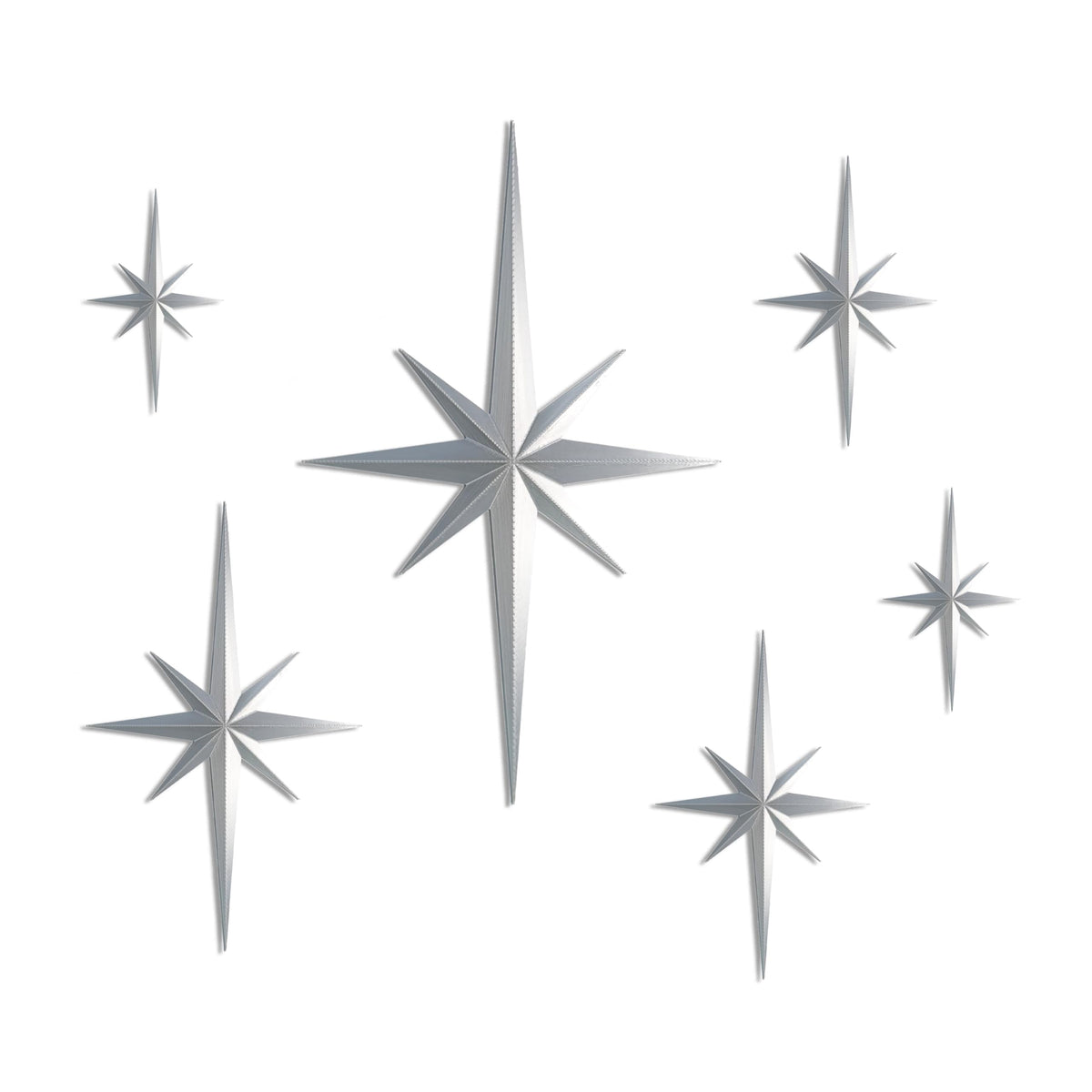 Silver Starburst Wall Decor (Set of 6)
