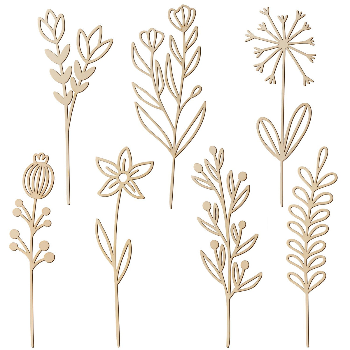 Wooden Wildflower Wall Decor (Set of 7)
