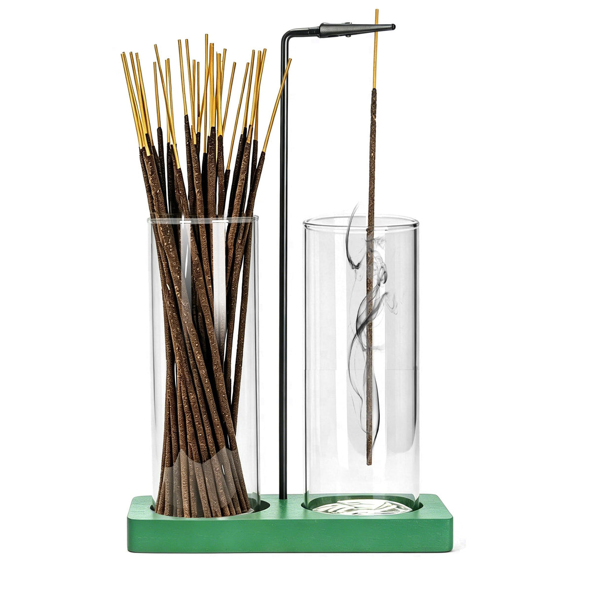 Green Glass Incense Holder