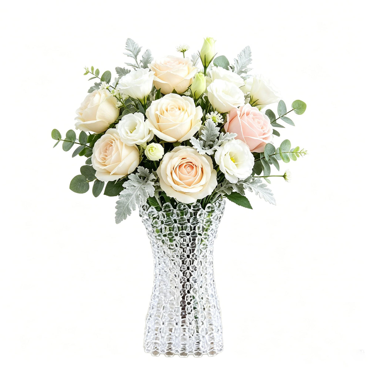 White Beaded Flower Vase