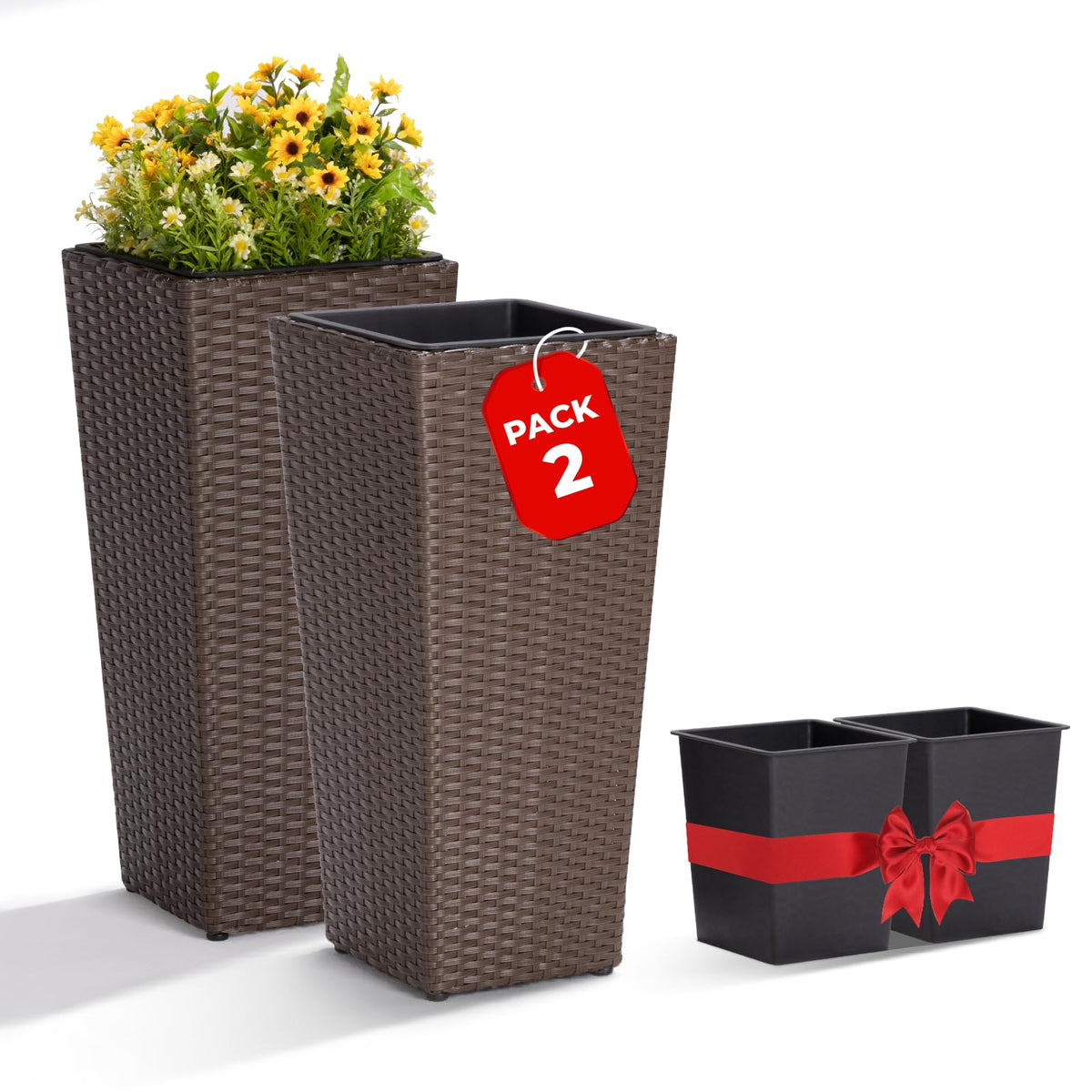 Mocha Rattan Planter (Set of 2)