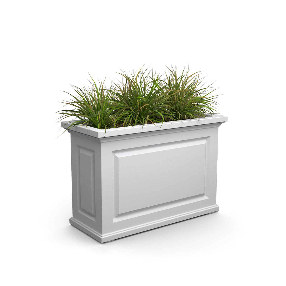 White Self-Watering Trough Planter