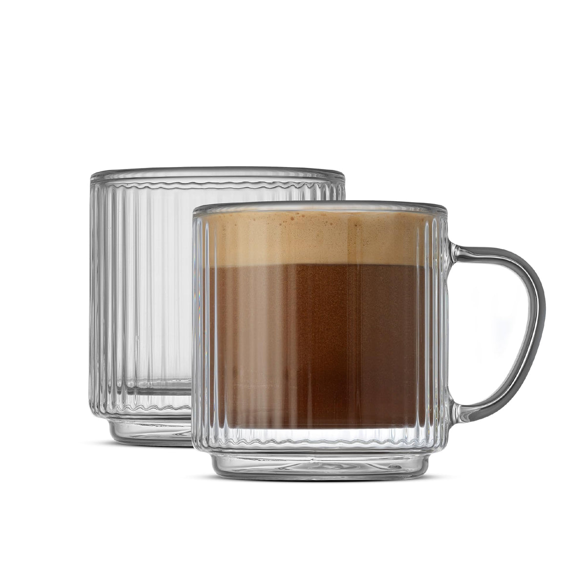 Fluted Double Wall Mugs (Set of 2)