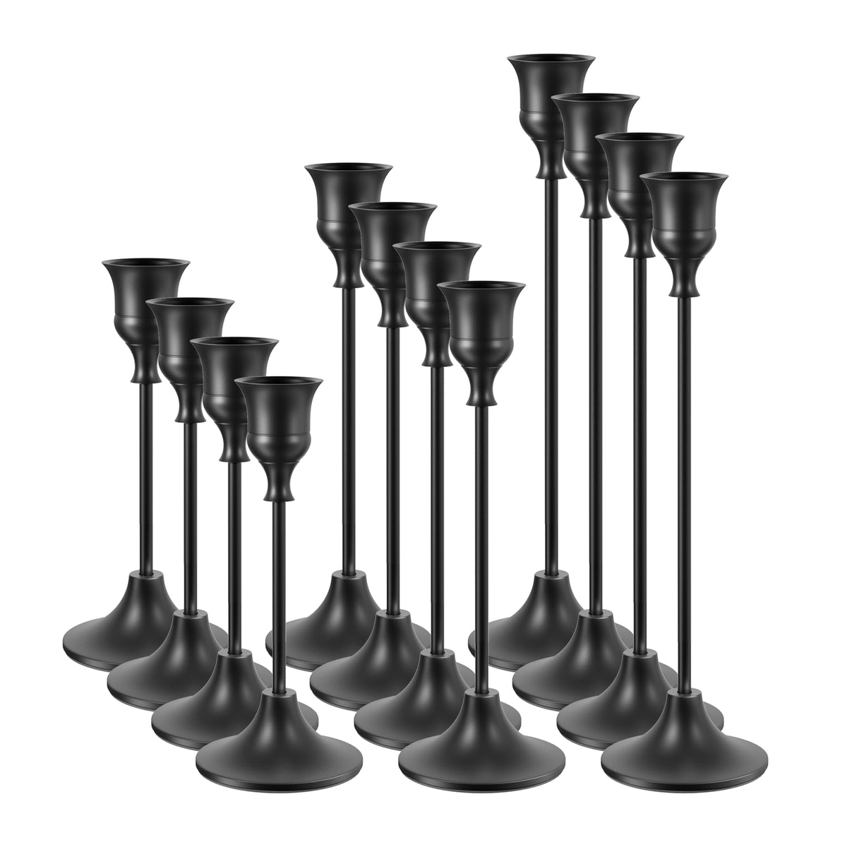 Black Metal Taper Holders (Set of 12)