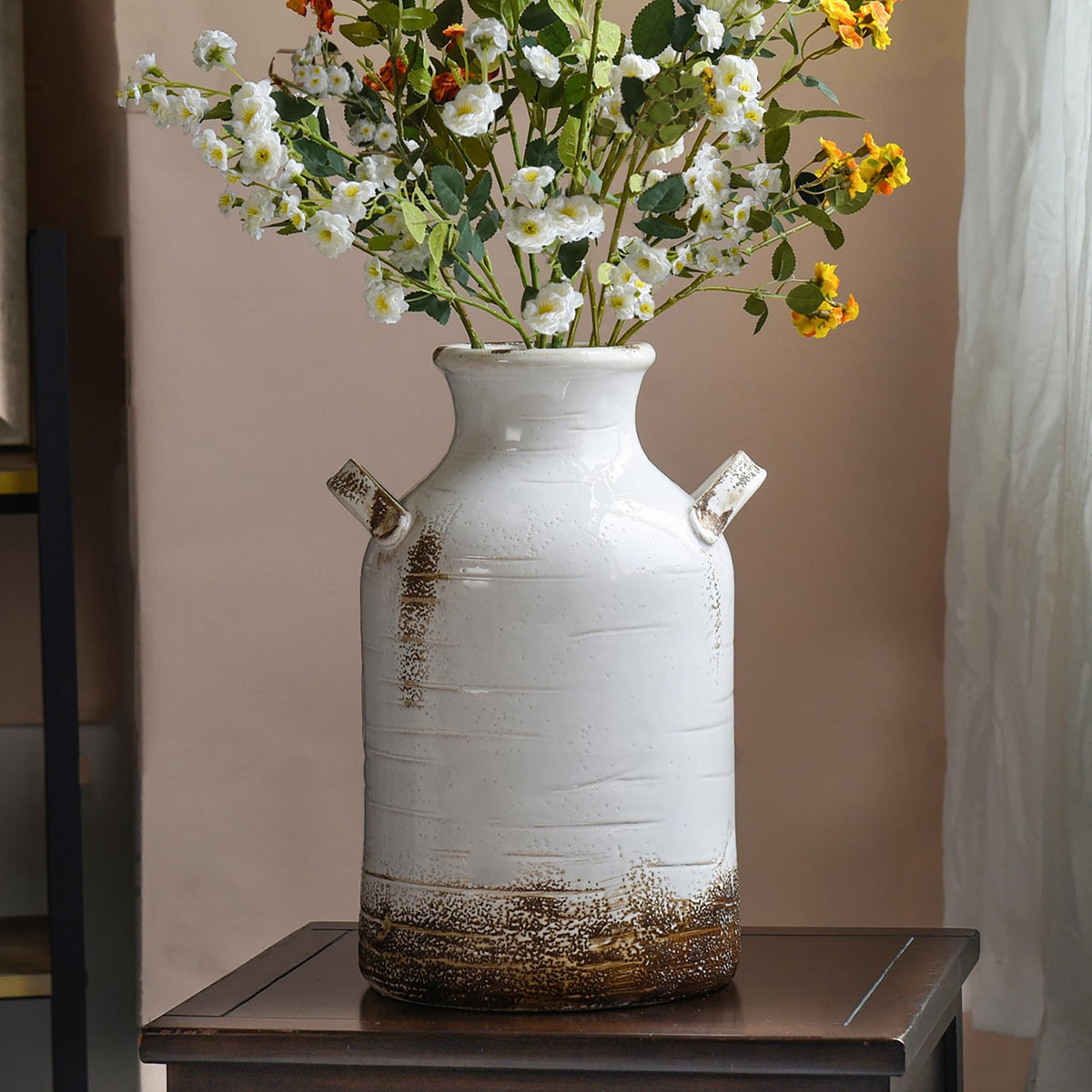 White Distressed Ceramic Vase