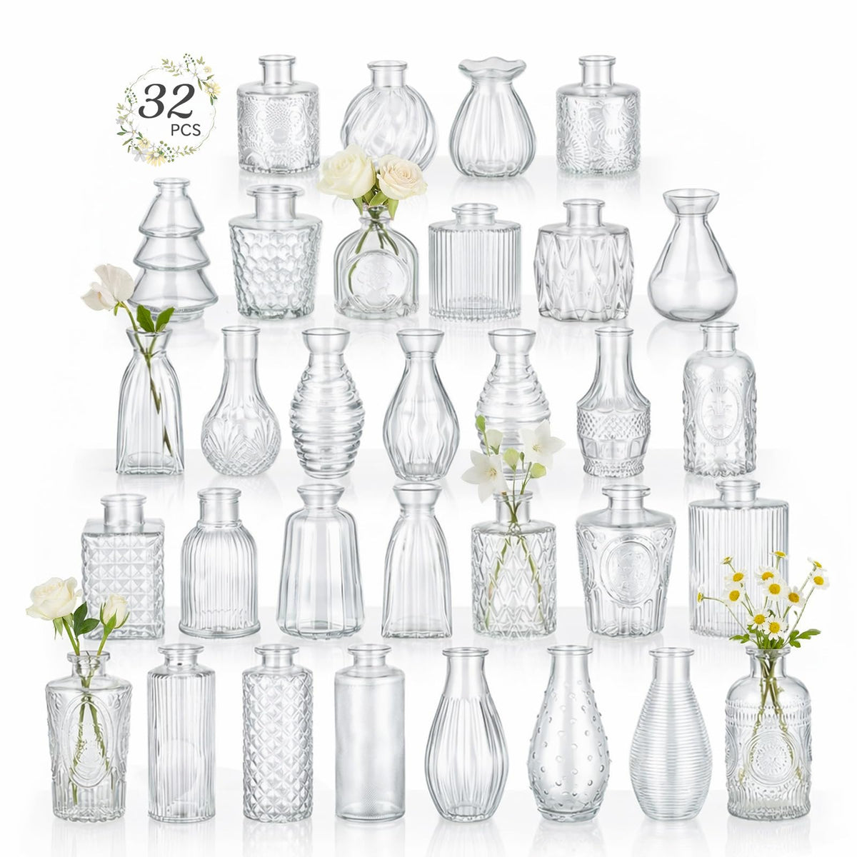 Transparent Glass Bud Vases