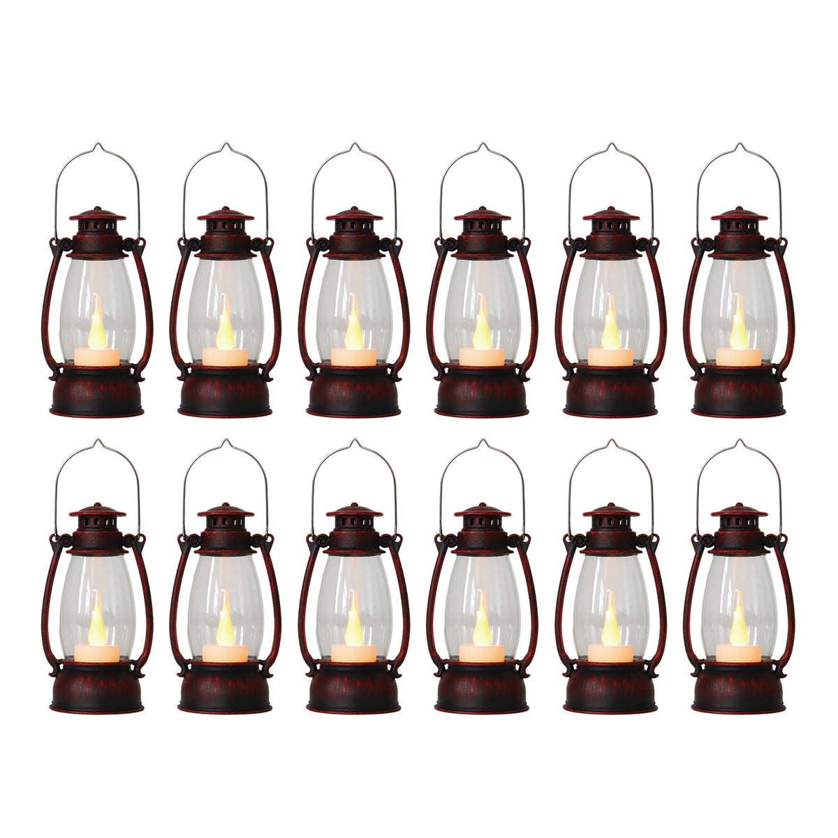 Brushed Red Mini Lanterns (Set of 12)