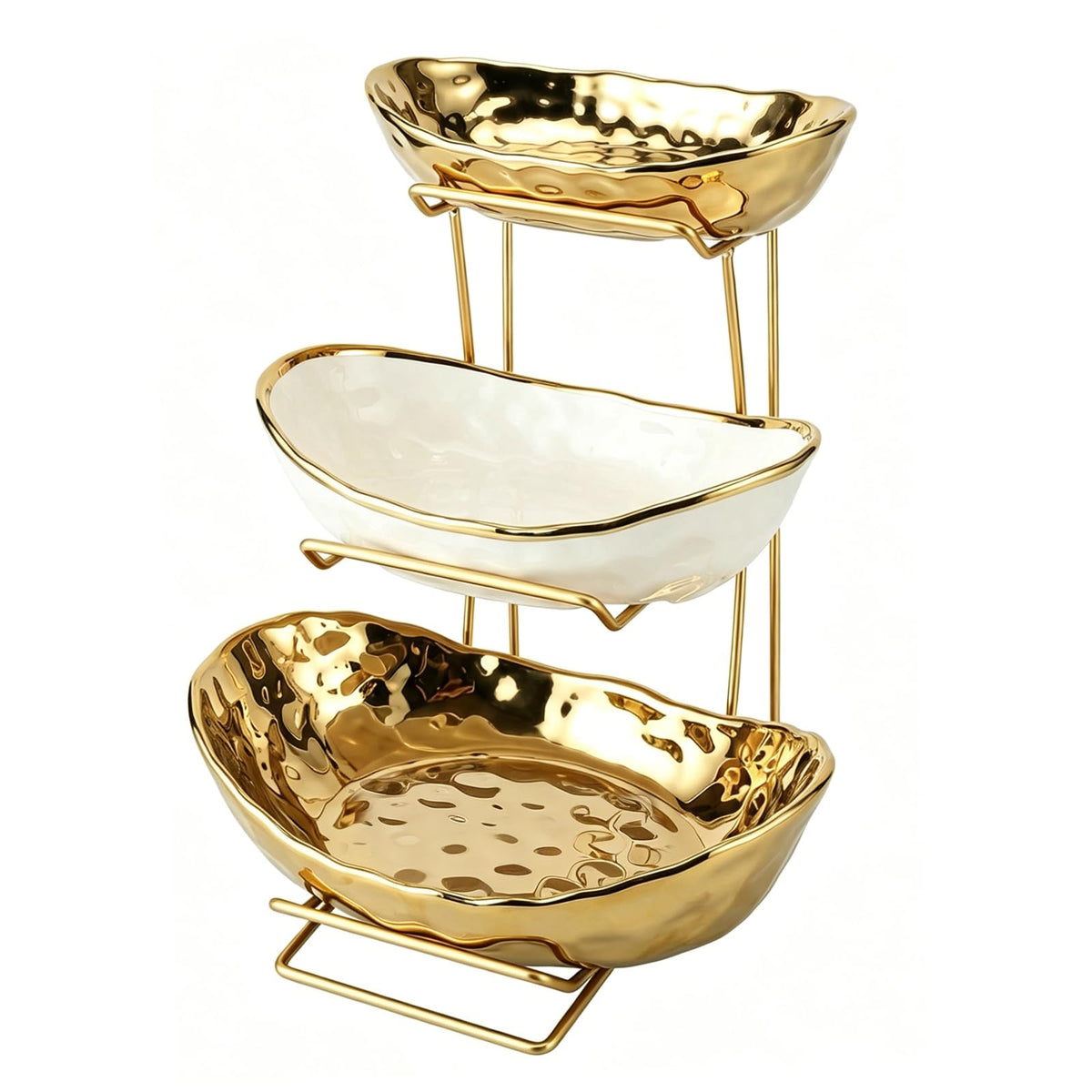 Gold Three-Tier Fruit Stand