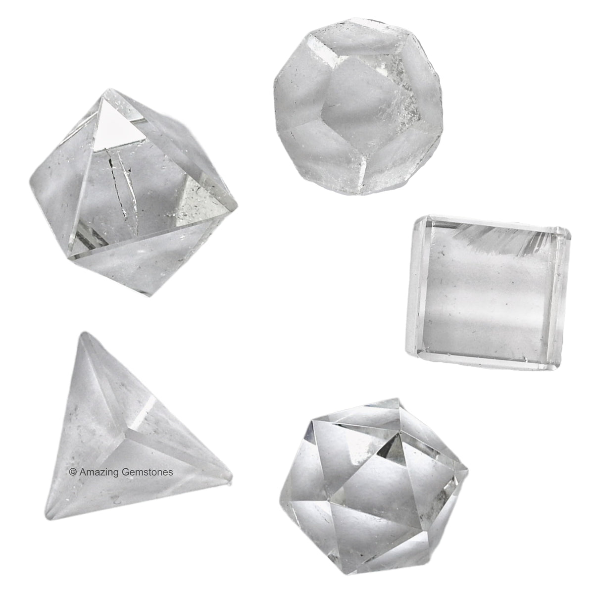 Clear Quartz Platonic Solids (Set of 5)