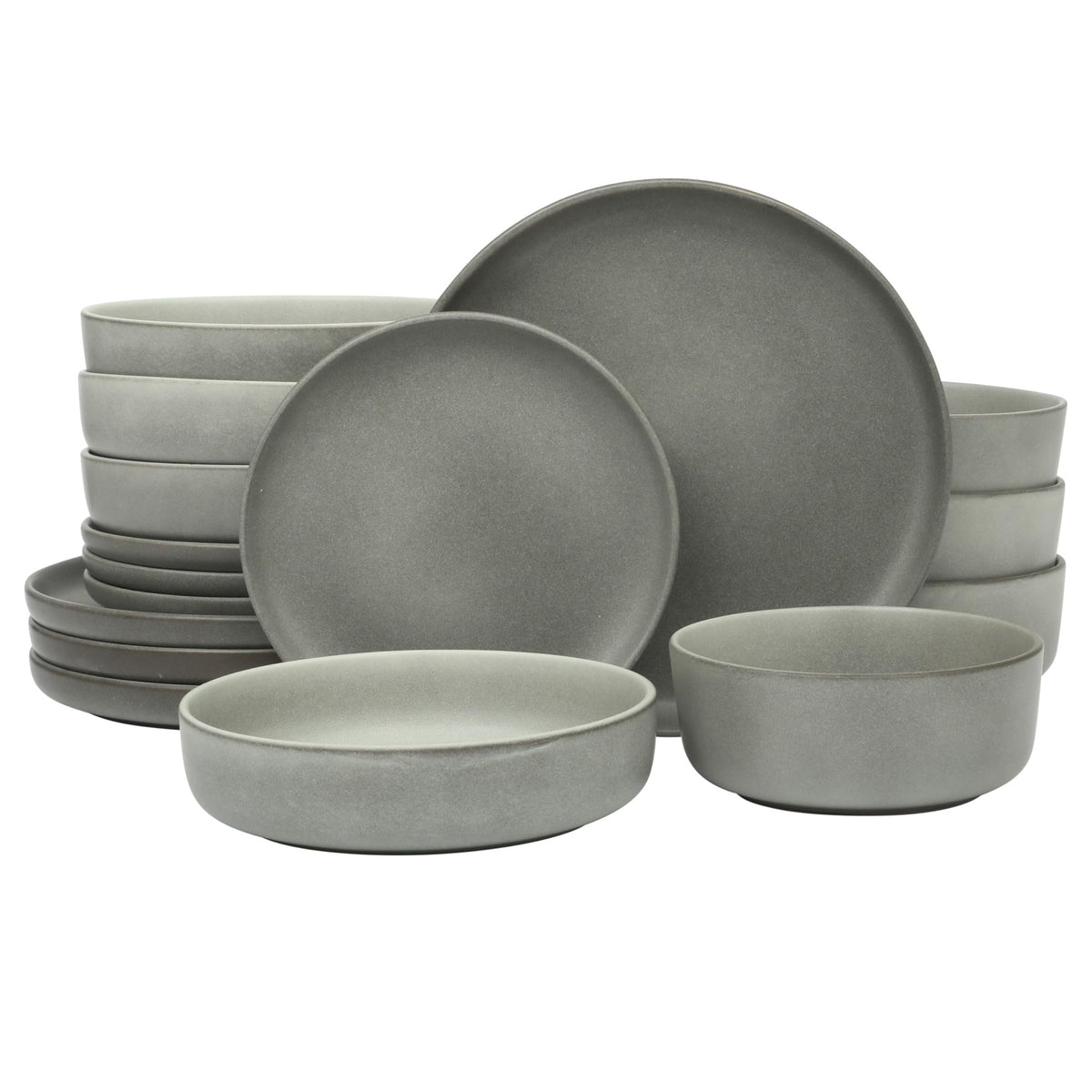 Grey Stoneware Dinnerware (Set of 16)