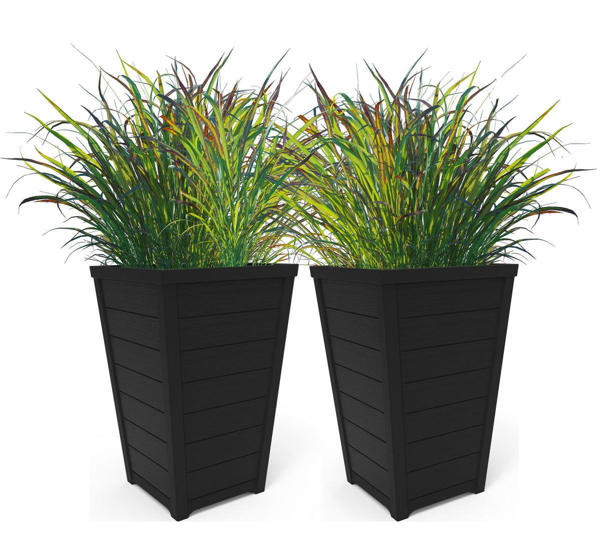 Graphite Wood-Look Planters (Set of 2)
