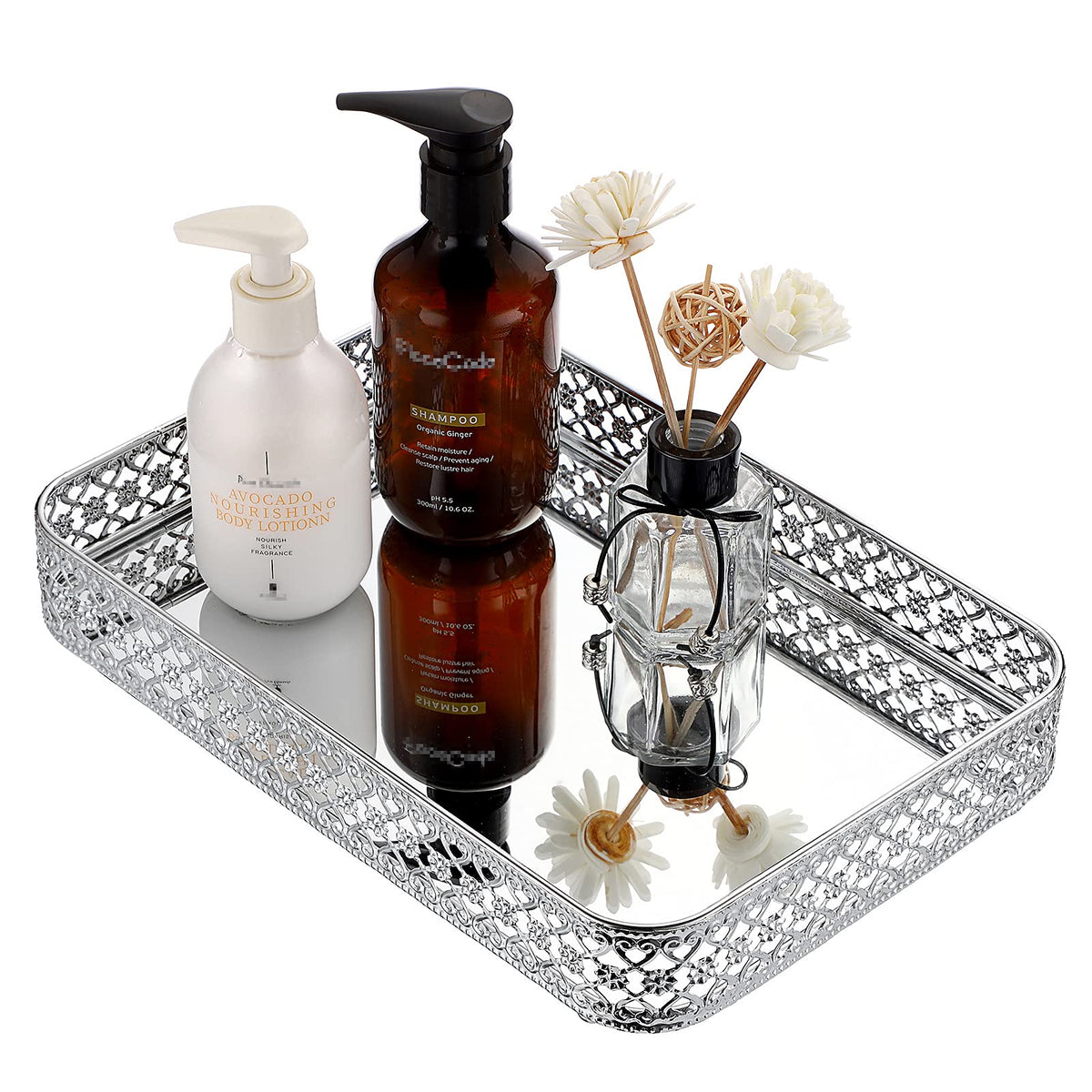 Silver Mirrored Vanity Tray