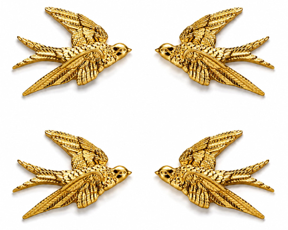 Gold Swallow Wall Sculpture (Set of 4)