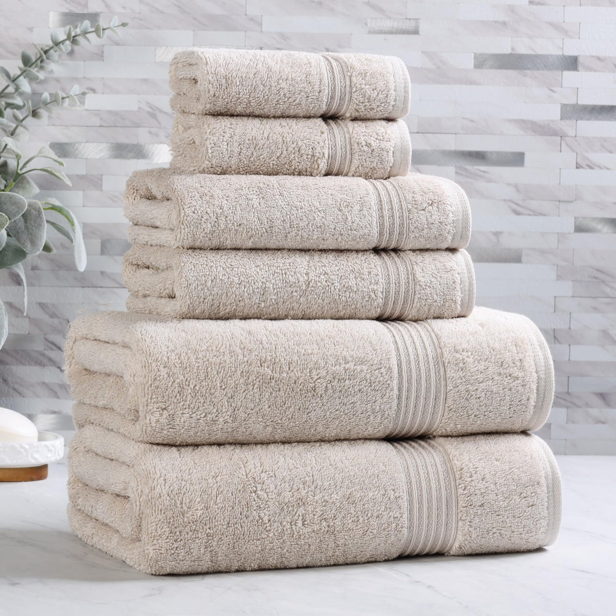 Stone Cotton Towels (Set of 6)