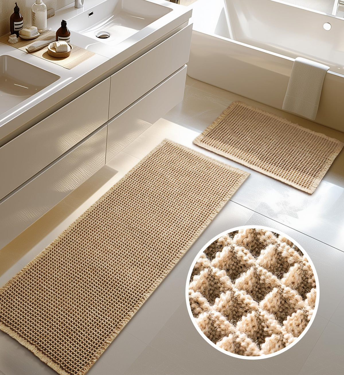 Brown Waffle Bath Mat (Set of 2)