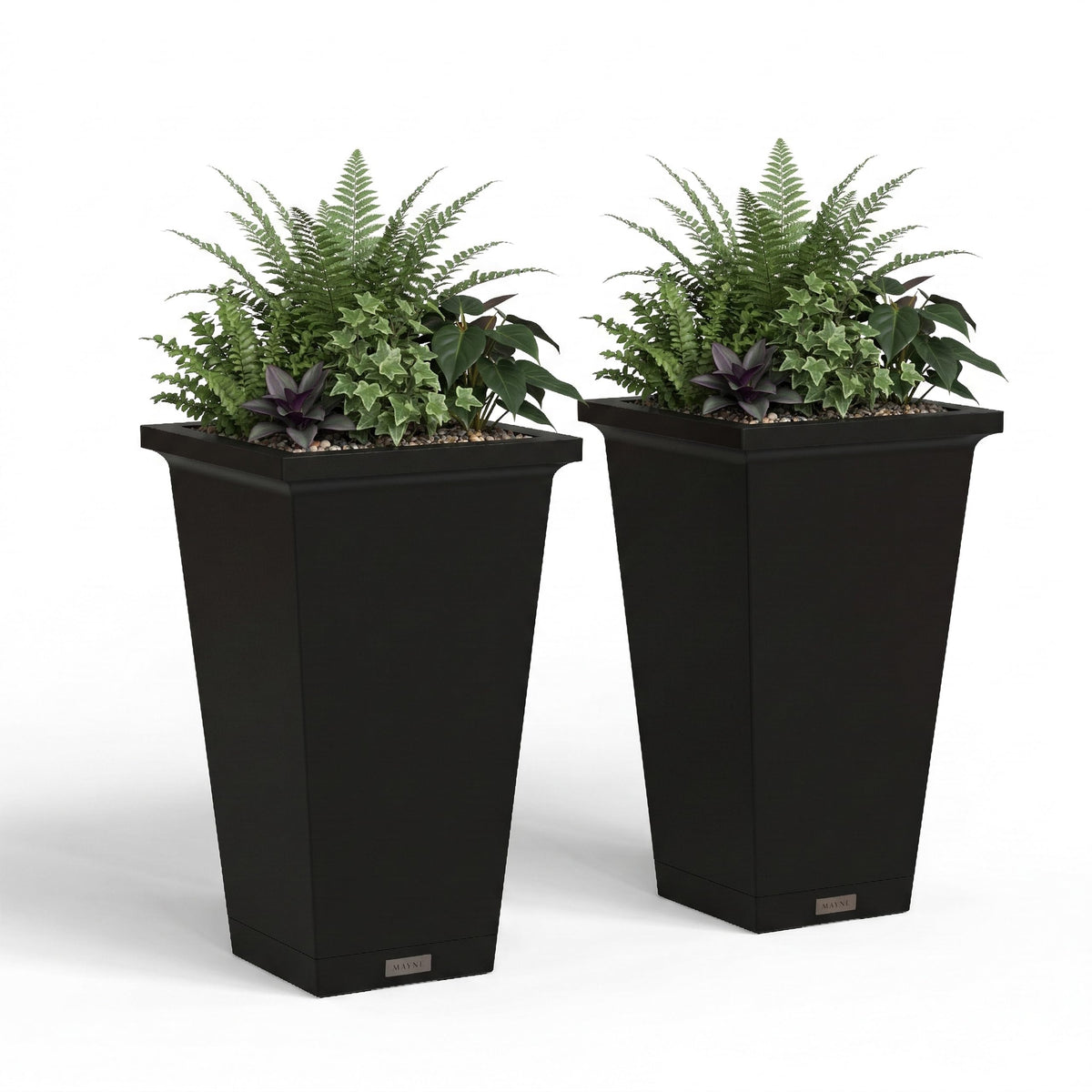 Black Tall Square Planter (Set of 2)