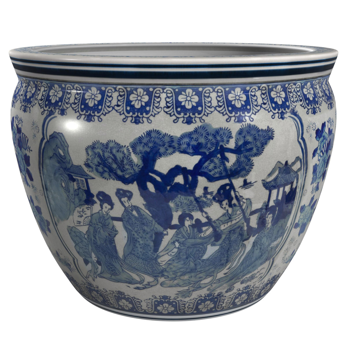 Blue Porcelain Fishbowl Planter