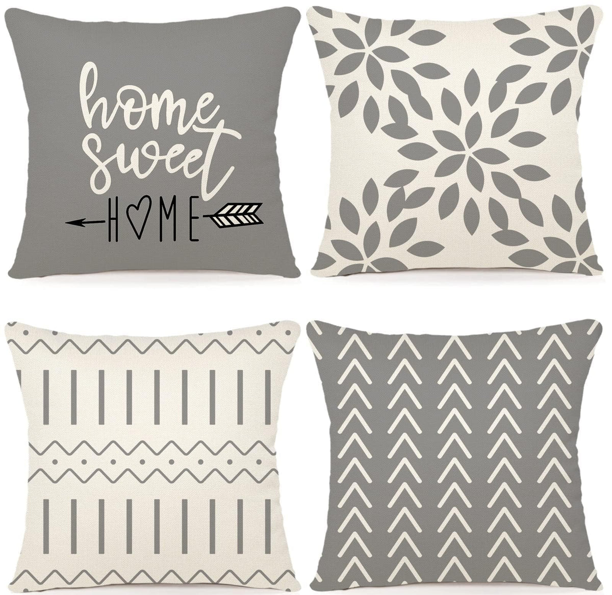 Gray Geometric Pillow Cover (Set of 4)