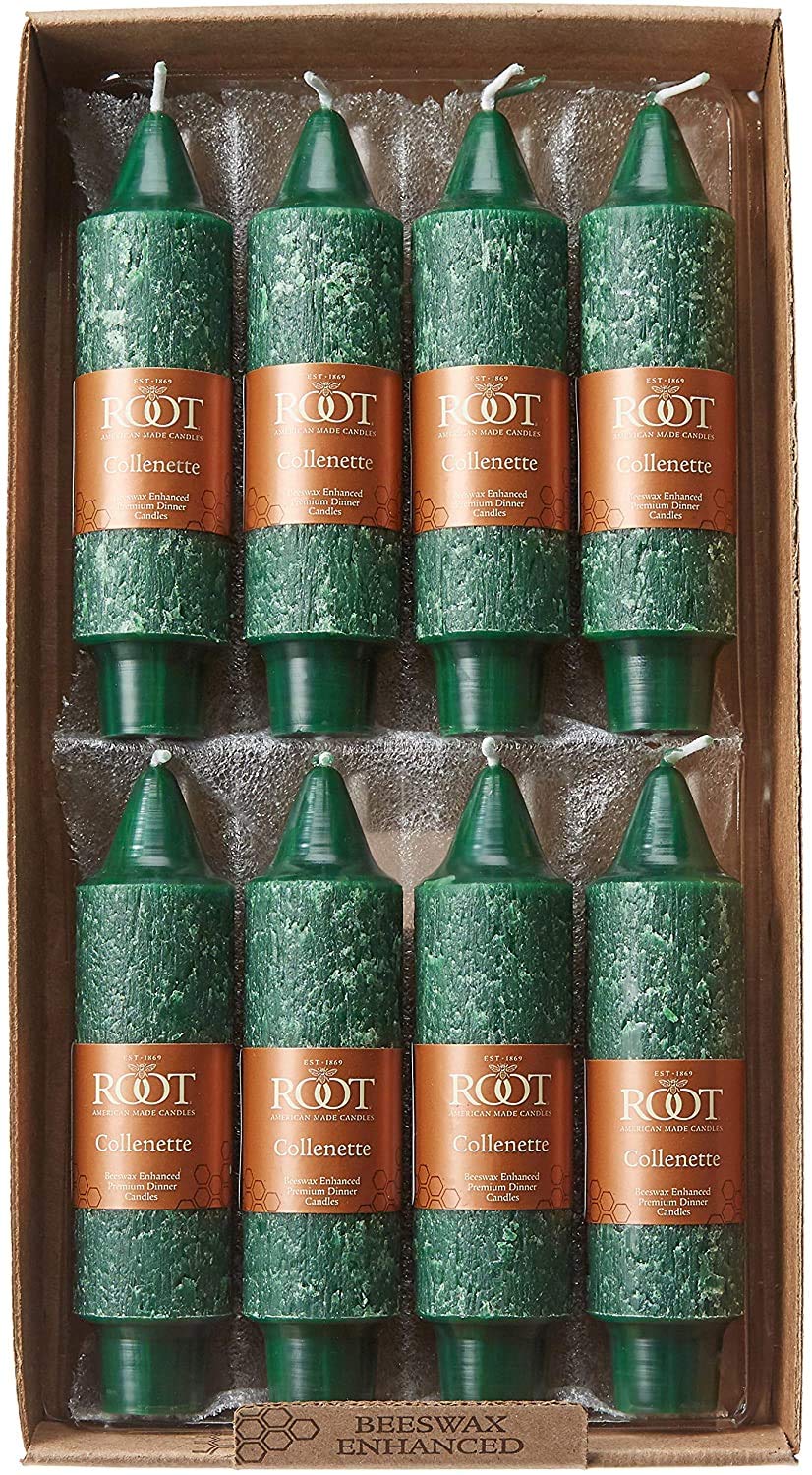 Dark Green Beeswax Dinner Candles (Set of 8)