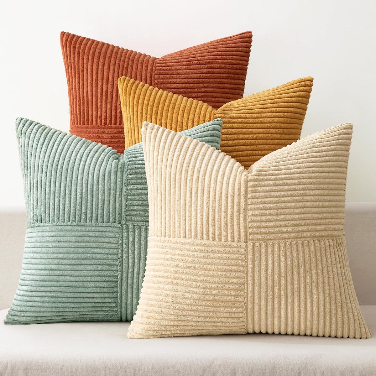 Teal Corduroy Throw Pillow Cover (Set of 4)