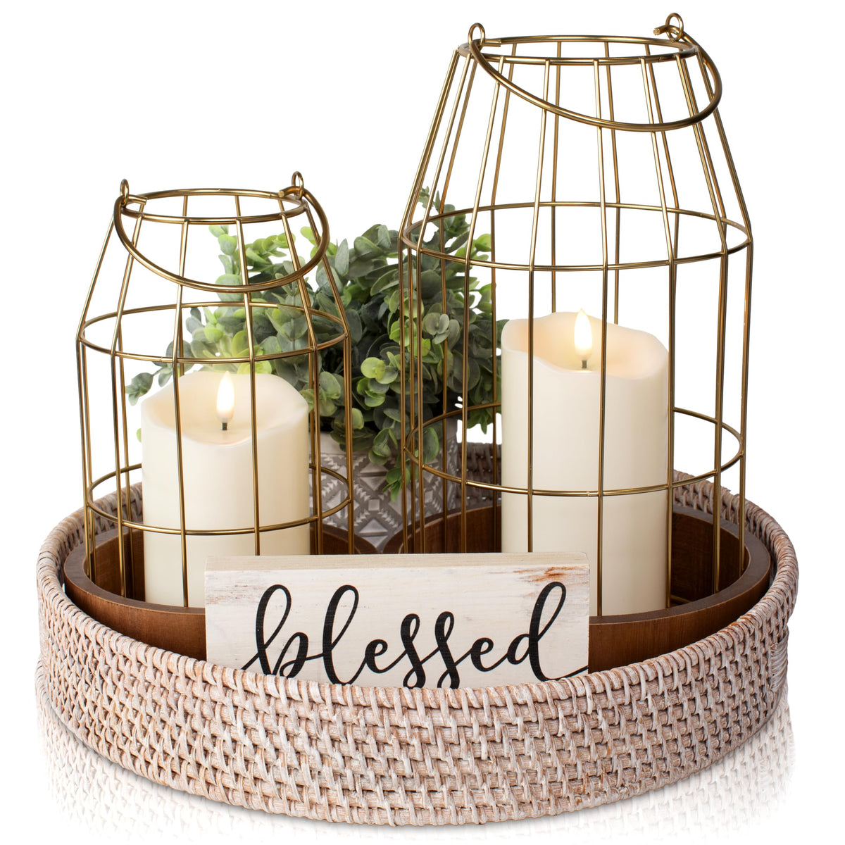 Brass Farmhouse Lanterns (Set of 2)