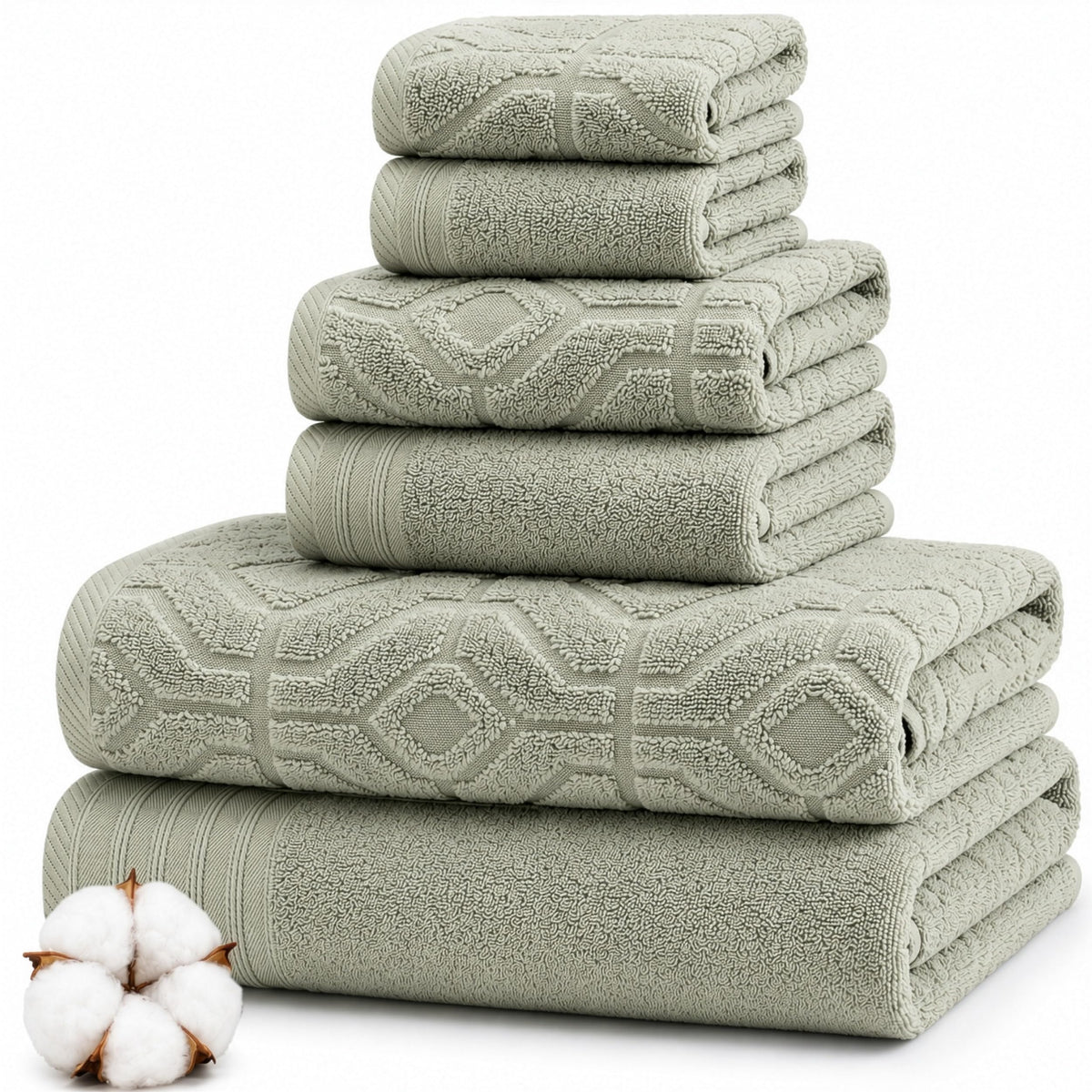 Olive Cotton Towels (Set of 6)