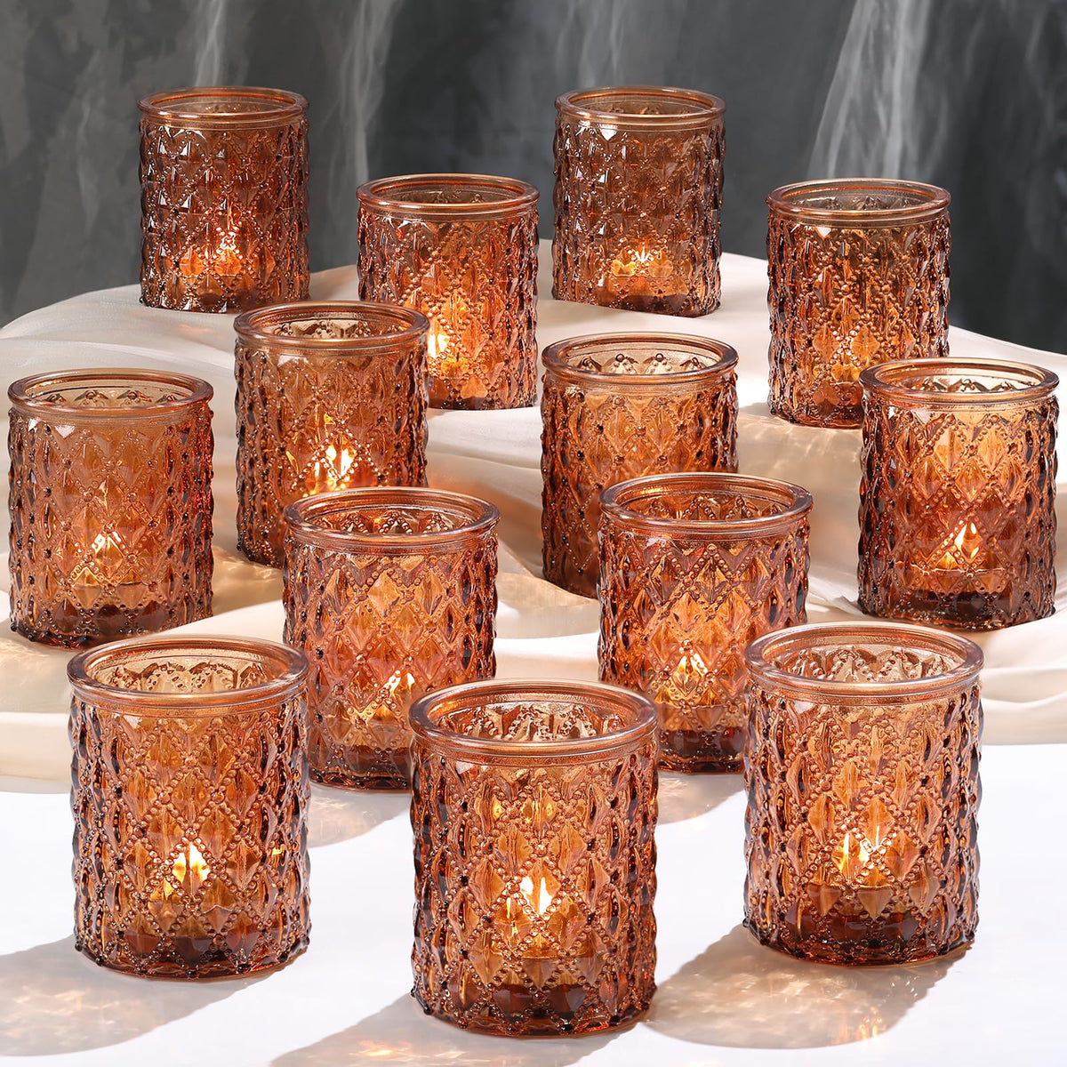 Amber Votive Candle Holders