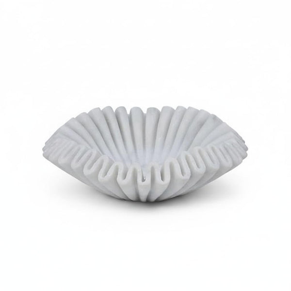 White Marble Ruffle Bowl