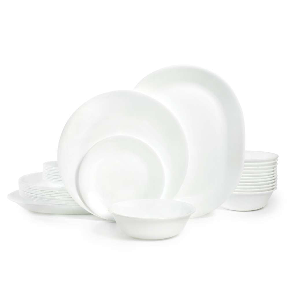 White Glass Dinner Set