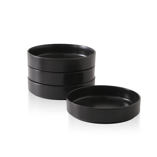 Black Stoneware Pasta Bowls (Set of 4)