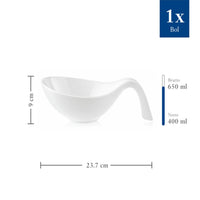 White Salad Bowl with Handle