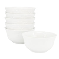 White Embossed Porcelain Bowls (Set of 6)