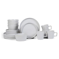 White Glossy Stoneware Set (Set of 16)