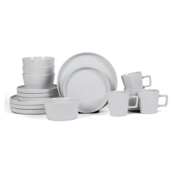 White Glossy Stoneware Set (Set of 16)