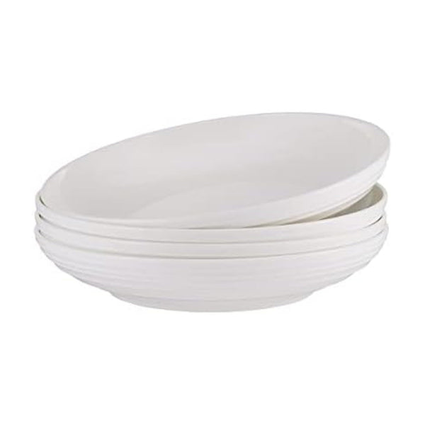 White Bone China Pasta Bowls (Set of 4)