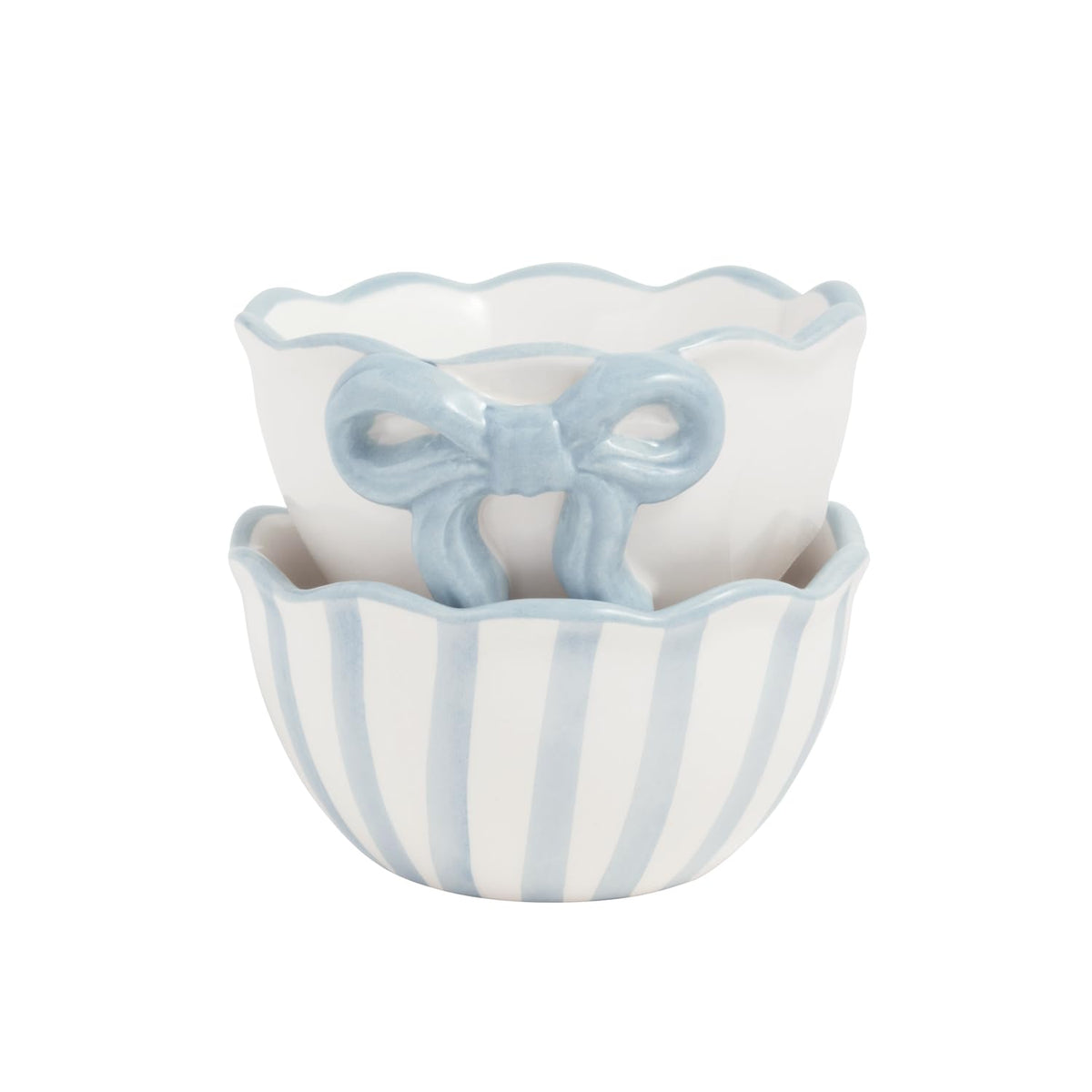 Blue Striped Ceramic Ramekins (Set of 2)