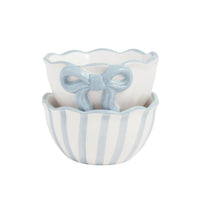 Blue Striped Ceramic Ramekins (Set of 2)
