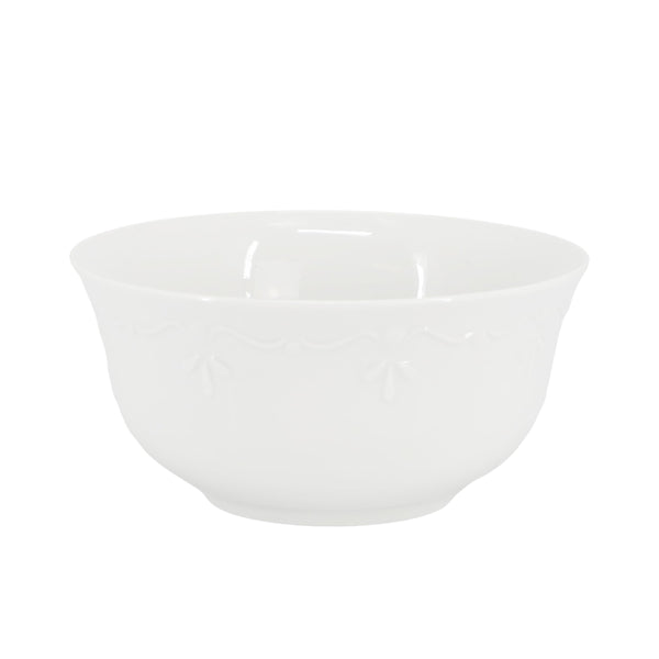 White Embossed Porcelain Bowls (Set of 6)