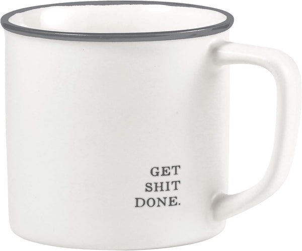 Black and White Stoneware Mugs (Set of 5)